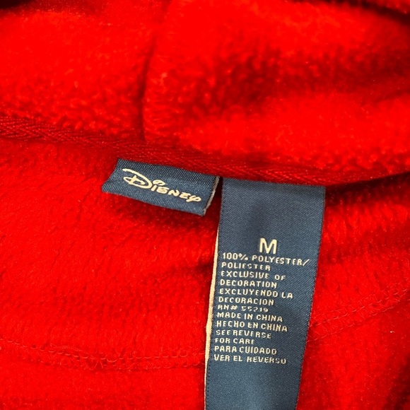 [M] DISNEY Fleeced Hoodie Mickey Mouse Pullover 1/4 Zip USA Cartoon Vintage Red - Picture 4 of 7